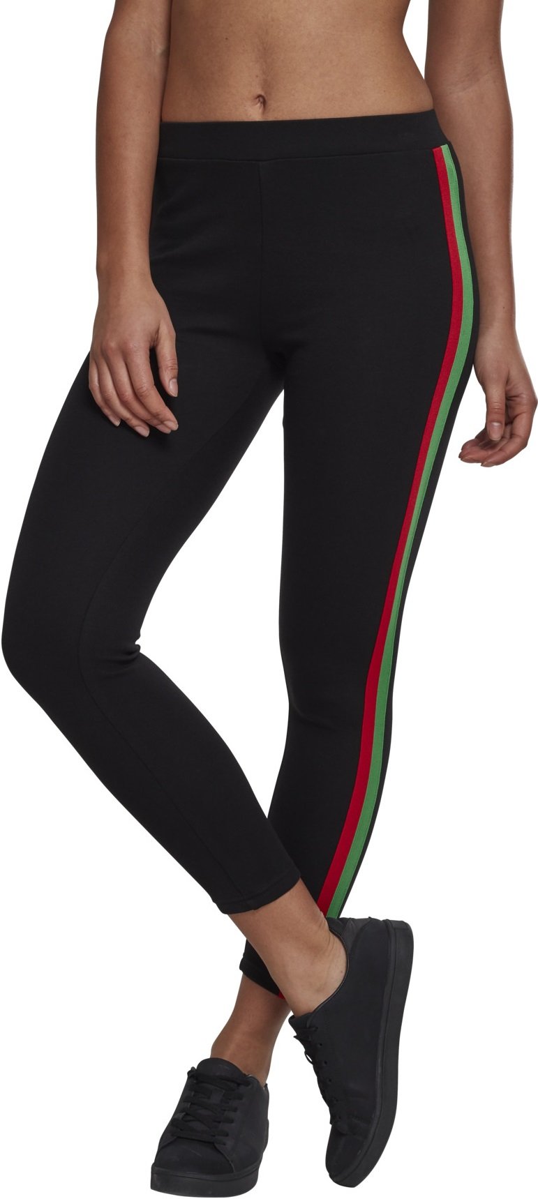 Urban Classics Women's 3-Tone Tape Leggings - High Waisted Yoga Pants for Workout, Running & Casual Wear | Trendy Athletic Bottoms for Gym, Lounge & Street Style