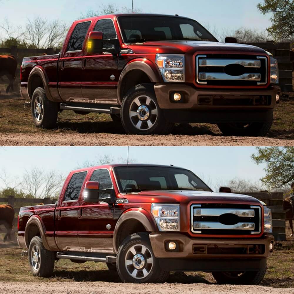 2008-2016 Ford F-250 F-350 F-450 F-550 Super Duty & 2013-2014 Ford F-150 LED Rearview Mirror Turn Signal Lights - Upgrade for Enhanced Visibility & Safety During Night Driving & Bad Weather Conditions