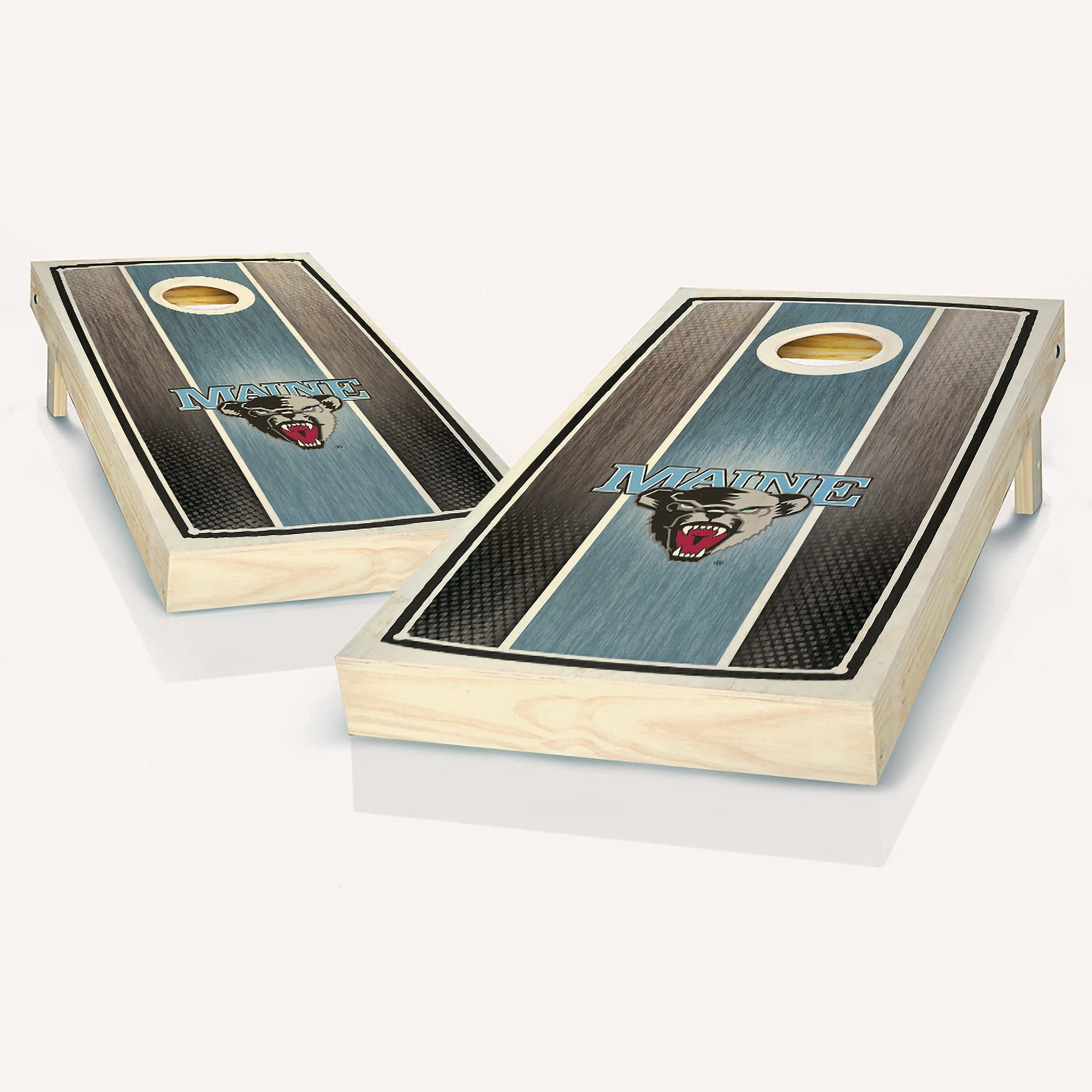 Premium Maine Stained Stripe Cornhole Game Set - 2 Wooden Boards & 8 Bean Bags for Outdoor Lawn Games, Backyard Parties, Tailgating, and Family Fun
