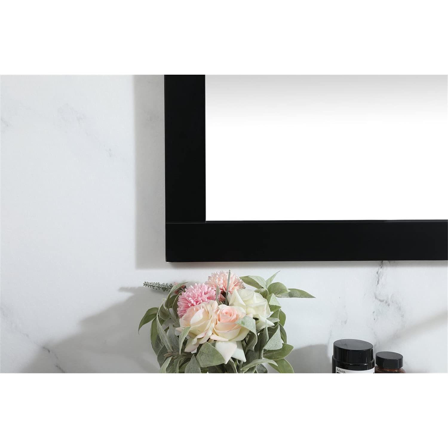 Elegant Black 48x36 Vanity Mirror - MDF & Metal for Bathroom Decor
