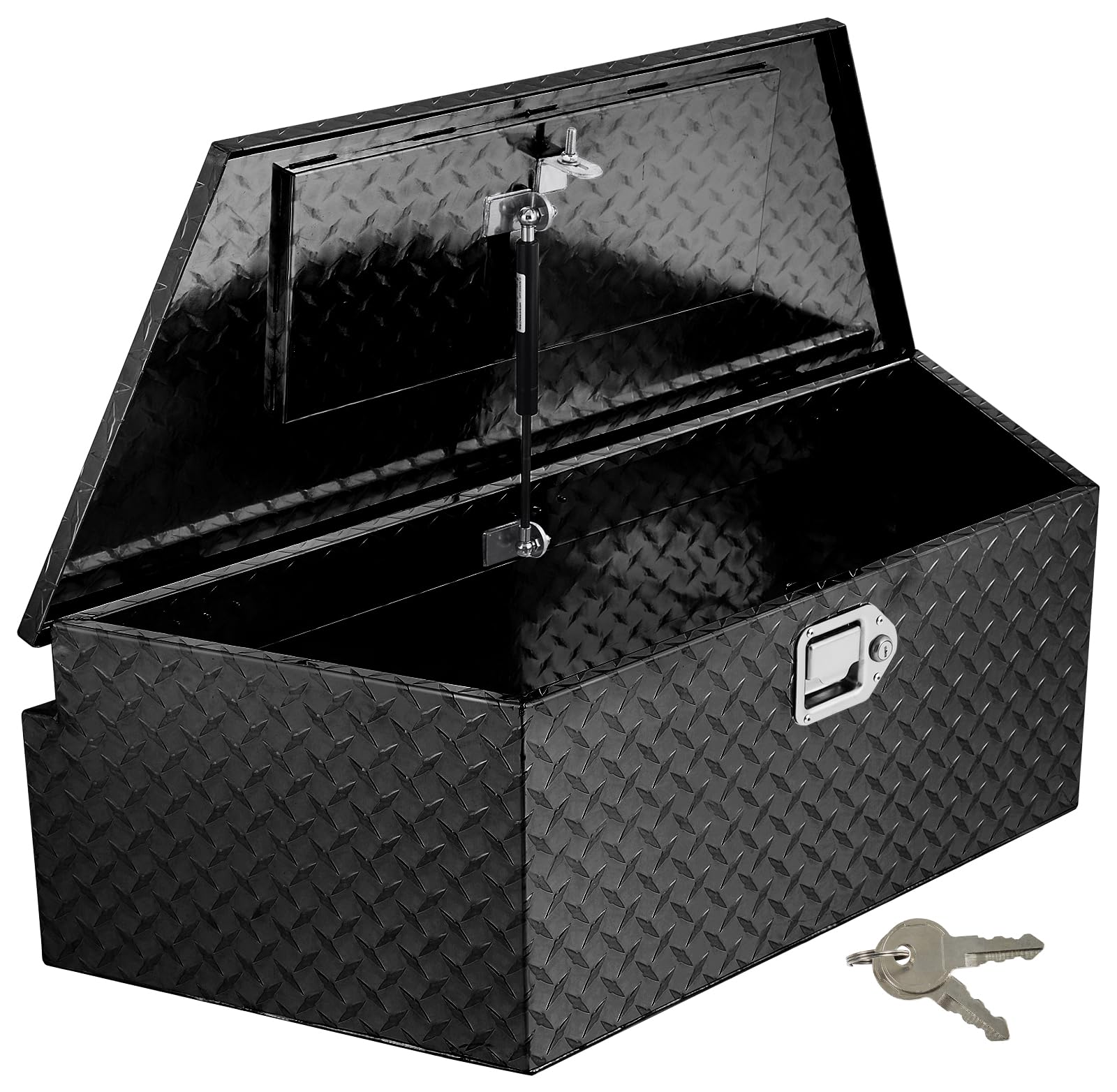 39-Inch Heavy Duty Aluminum Trailer Tongue Tool Box with Lock & Keys - Diamond Plate Waterproof Storage Box for Pickup Truck Bed, RV, Trailer - Secure Gear Storage for Camping, Road Trips & Work Sites (Black)
