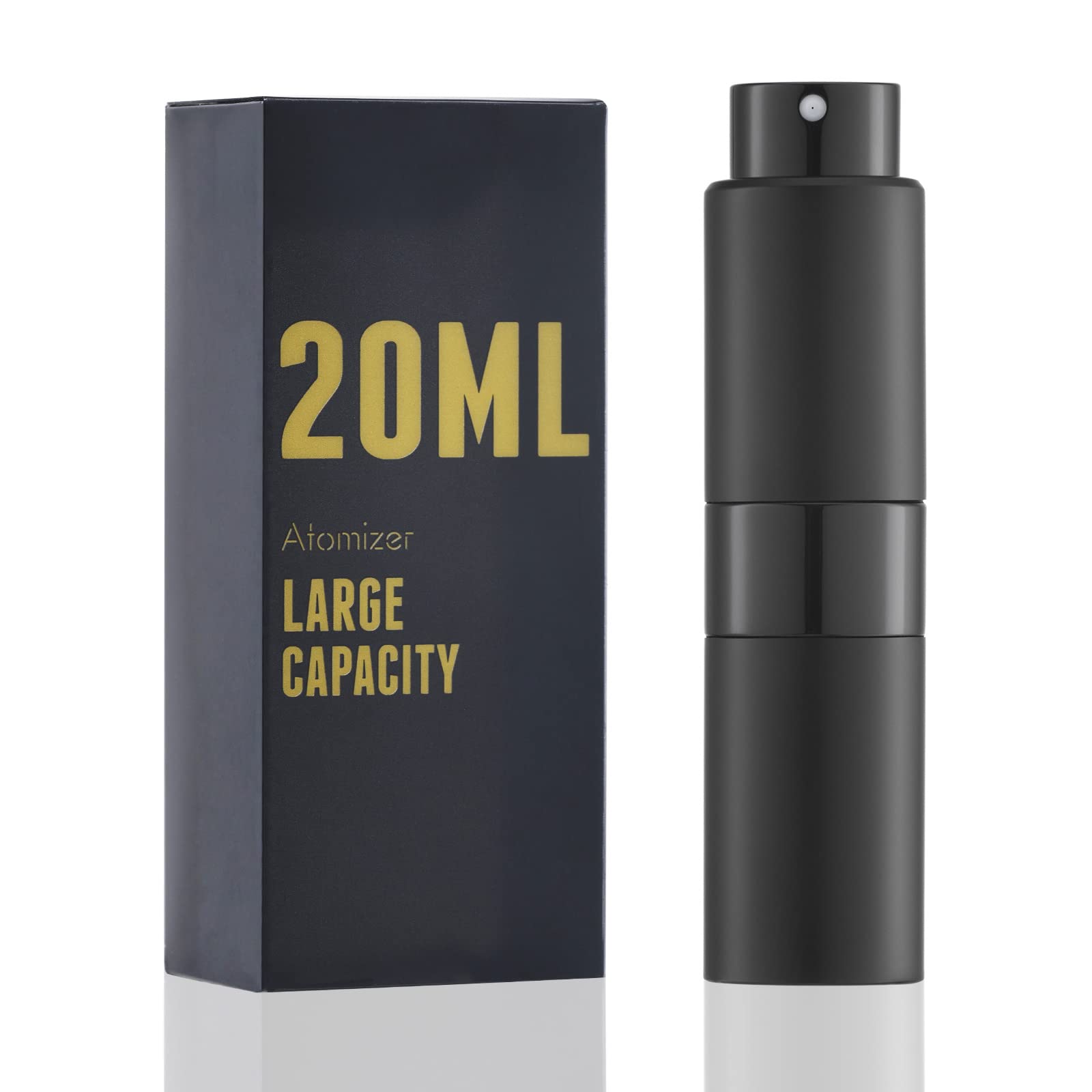 Refillable Travel Perfume Atomizer Bottle - 20ML Large Size Cologne Spray Mini for Men & Women - Portable Empty Fragrance Sprayer for On-the-Go Use (Black) | Perfect for Gym, Travel & Daily Touch-Ups