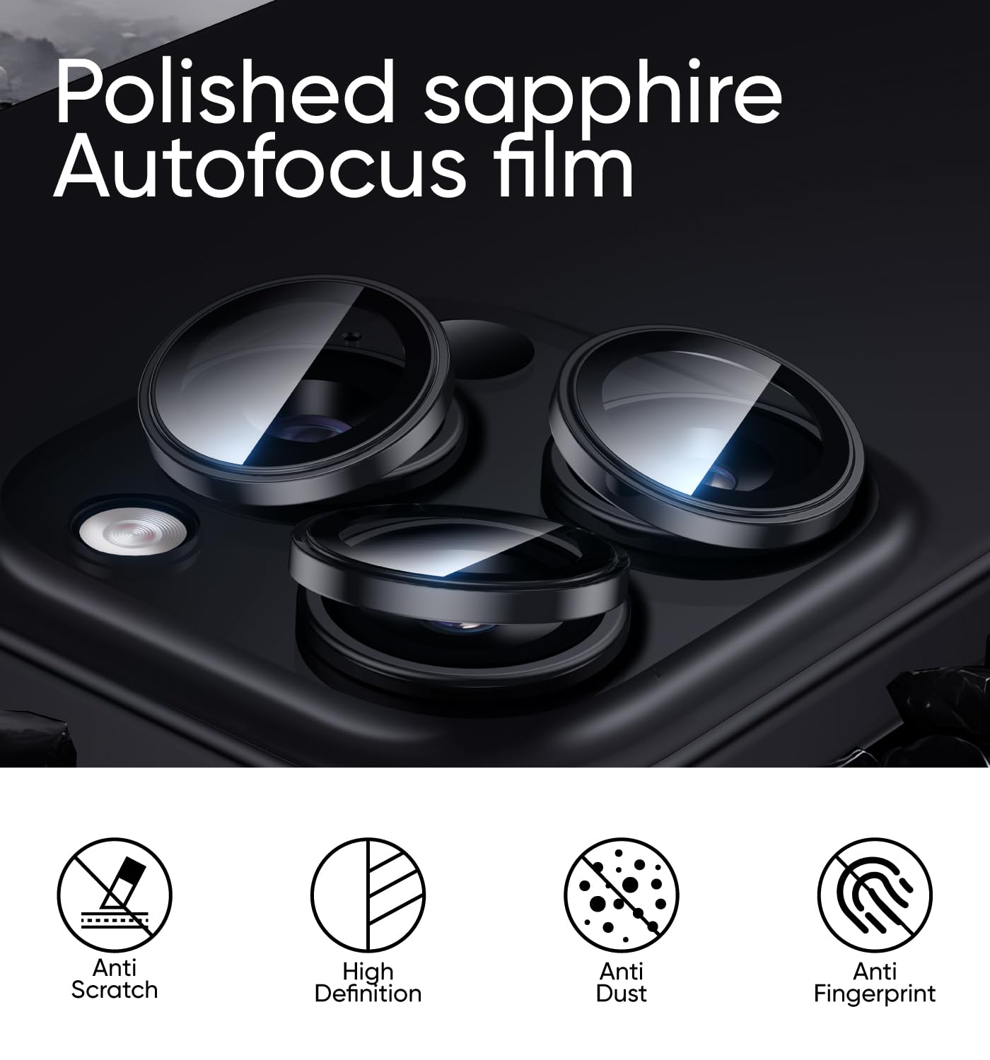 Premium 9H Tempered Glass Camera Lens Protector for iPhone 16 Pro Max/16 Pro - Anti-Scratch, Case Friendly with Alignment Kit & Invisible Fit (2-Pack, Black) - Perfect for Travel, Outdoor Adventures & Daily Protection