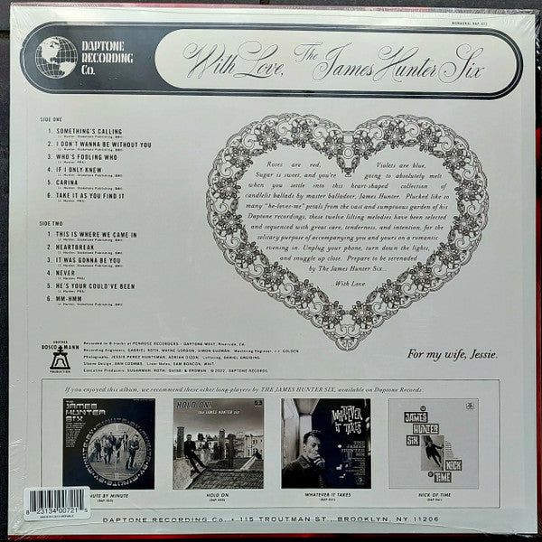 The James Hunter Six - With Love LP (Vinyl Record, Mono, Mint Condition) - Perfect for Vinyl Collectors & Music Lovers