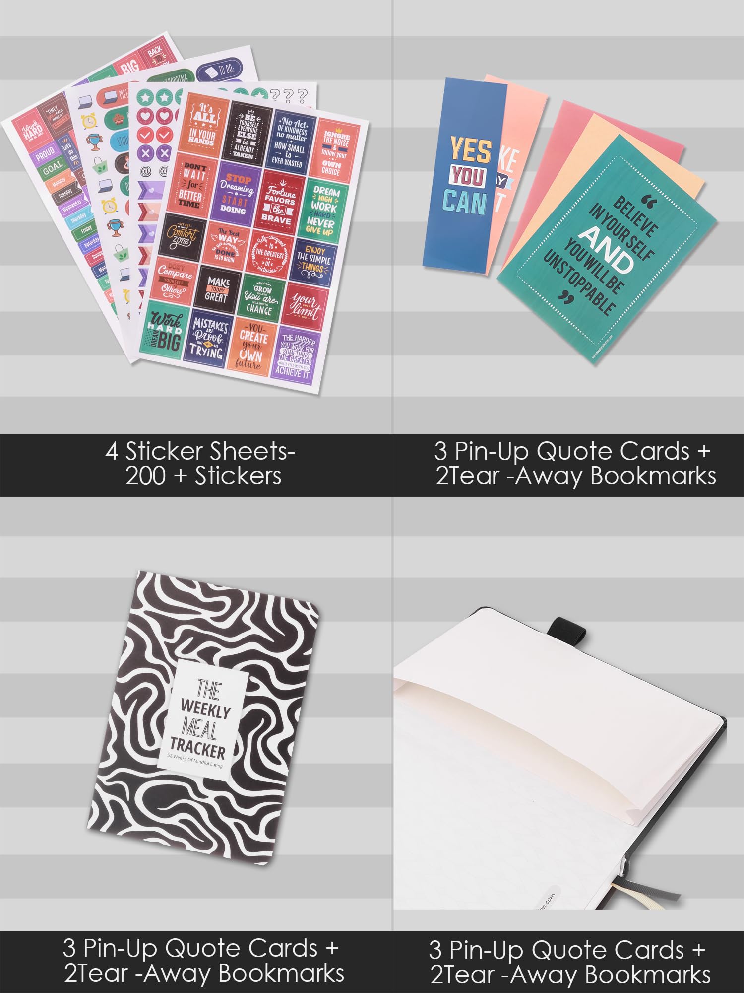 2025 A5 Productivity Planner Kit - Undated Hardbound 288 Pages with 12 Monthly Planners, Meal Planner, 200+ Stickers, Quote Cards & Bookmarks | Goal Setting, Time Management, Work Organization | Perfect for Students, Professionals & Entrepreneurs