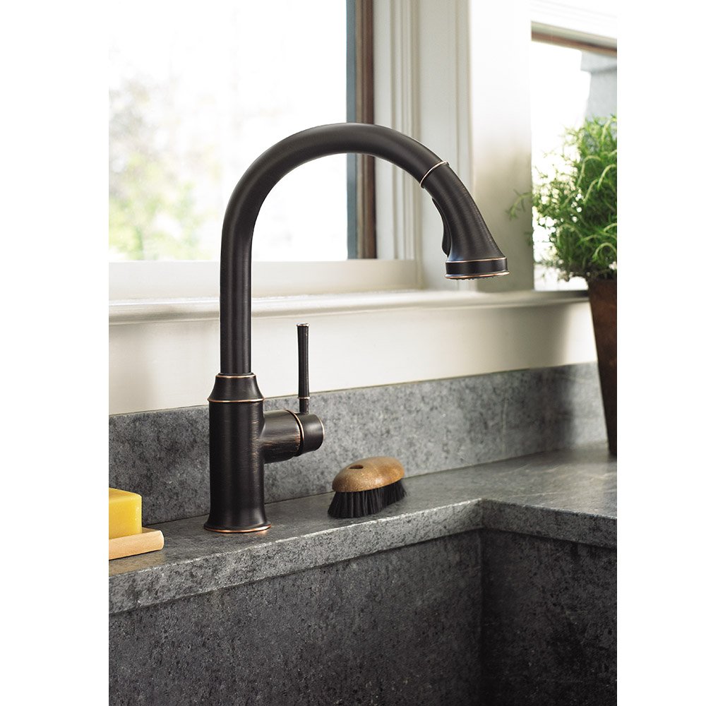 hansgrohe Talis C Bronze Bar Kitchen Faucet with Pull Down Sprayer, Magnetic Docking Spray Head, Rubbed Bronze 04216920 - Perfect for Modern and Rustic Kitchen Sinks