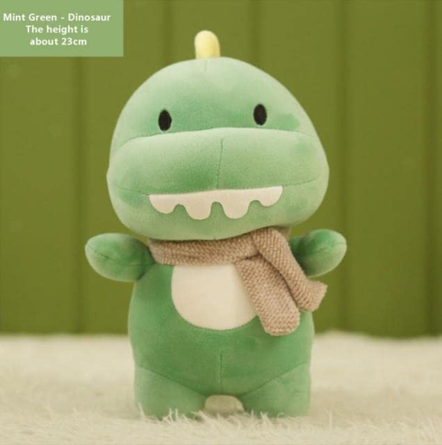 WENYING 23cm Cute Plush Stuffed Animals - Lion, Hippo, Pig & Dinosaur Soft Toys for Kids & Adults (Green) | Perfect Birthday Gift, Nursery Decor & Cuddly Companion