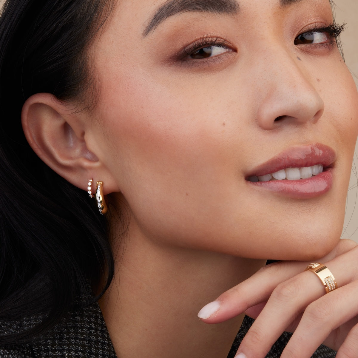 Two Tone Ribbon Hoop Earrings for Women - Trendy Dainty Jewelry for Everyday Wear & Special Occasions