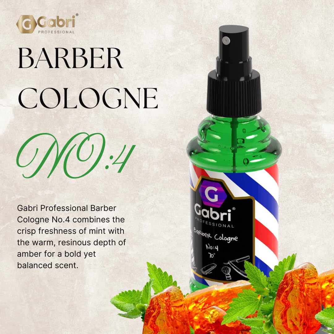 Gabri Men's Cologne 150ml - Eau De Toilette for Men, Aftershave & Barber Cologne with Mint, Amber & Fresh Aromatic Notes - Subtle Sweetness & Long-Lasting Fragrance (No4) - Perfect for Daily Wear, Date Nights & Special Occasions