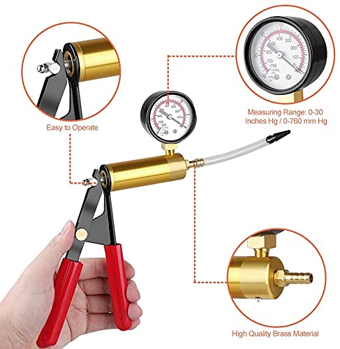 GOTOTOP Handheld Vacuum Pump Tester Kit - Automotive Brake Bleeder Set with Pressure Gauge for Car, Motorcycle, Moped - Perfect for Brake Fluid Bleeding & Hydraulic System Maintenance