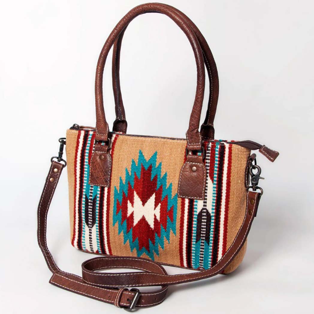 American Darling Tan & Turquoise Aztec Handbag - Stylish Boho Crossbody Purse for Women, Perfect for Festivals, Travel & Everyday Use