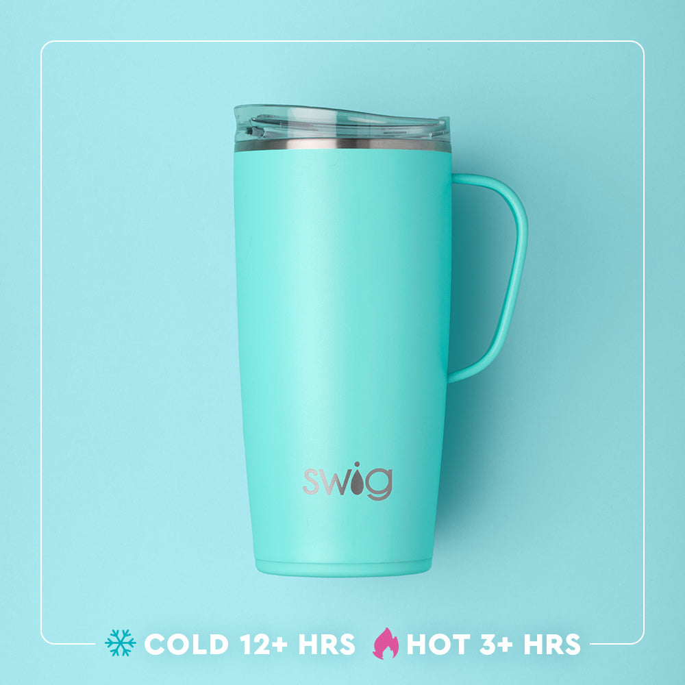 Blue Lagoon Insulated Travel Mug 22oz - Leak-Proof Stainless Steel Coffee Tumbler with Handle for Hot & Cold Drinks - Perfect for Commuting, Camping & Office Use