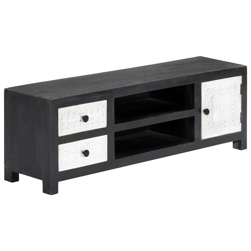 Modern Solid Mango Wood TV Stand with Storage - 47.2