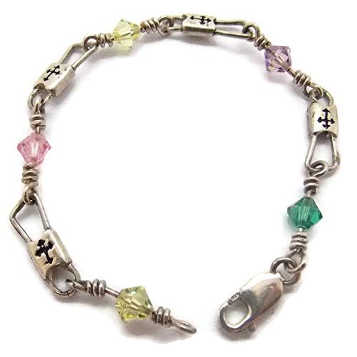 Acts Bracelet Fishers of Men - Sterling Silver Budded Link Design with Crystal Beads | Christian Jewelry Gift for Women | Perfect for Church, Bible Study & Daily Wear