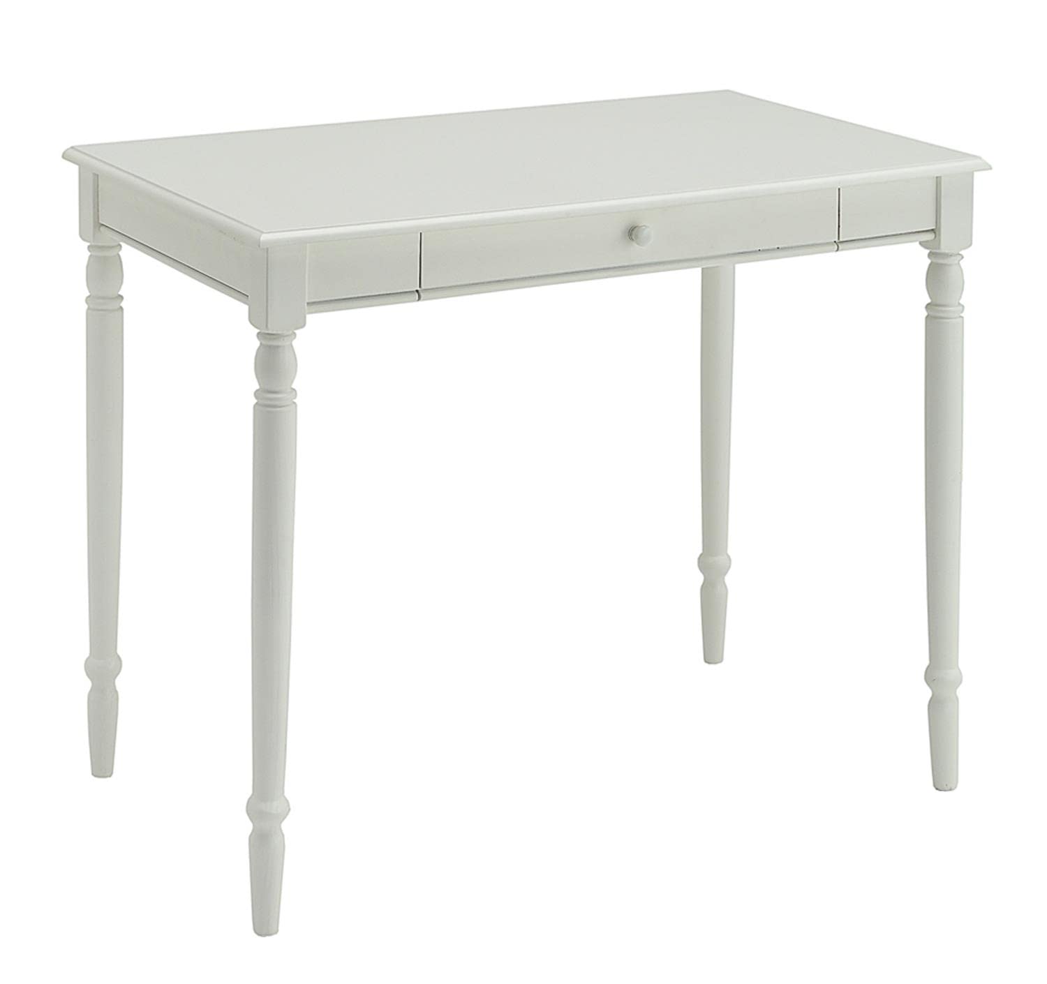 French Country Style White Wooden Writing Desk - Vintage Farmhouse Home Office Furniture for Study, Work & Decor