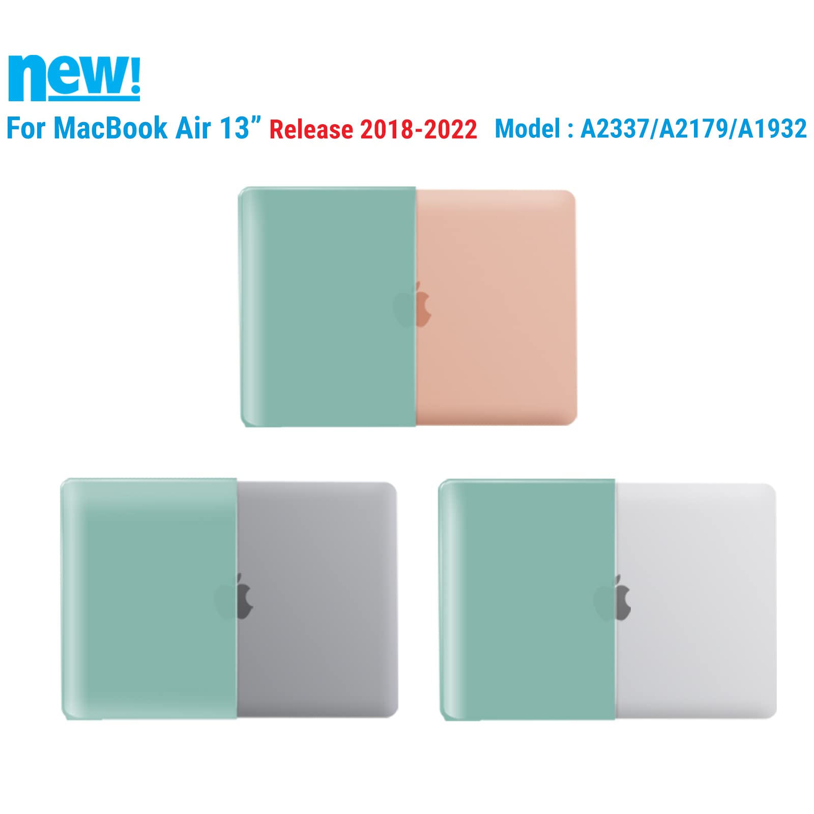 IBENZER Hard Plastic Protective Case for MacBook Air 13-inch (2020-2022 Models A2337/A2179/A1932 M1 Chip) - Slim Shell Cover with Touch ID Cutout, Green - Perfect for Work, Travel & School Use