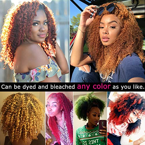 Yvonne Kinky Curly Human Hair Weave 3 Bundles - 100% Brazilian Virgin Hair Extensions (12 14 16 Inch) - Natural Black Color for Afro American Hairstyles - Perfect for Protective Styles, Twist Outs & Voluminous Curls
