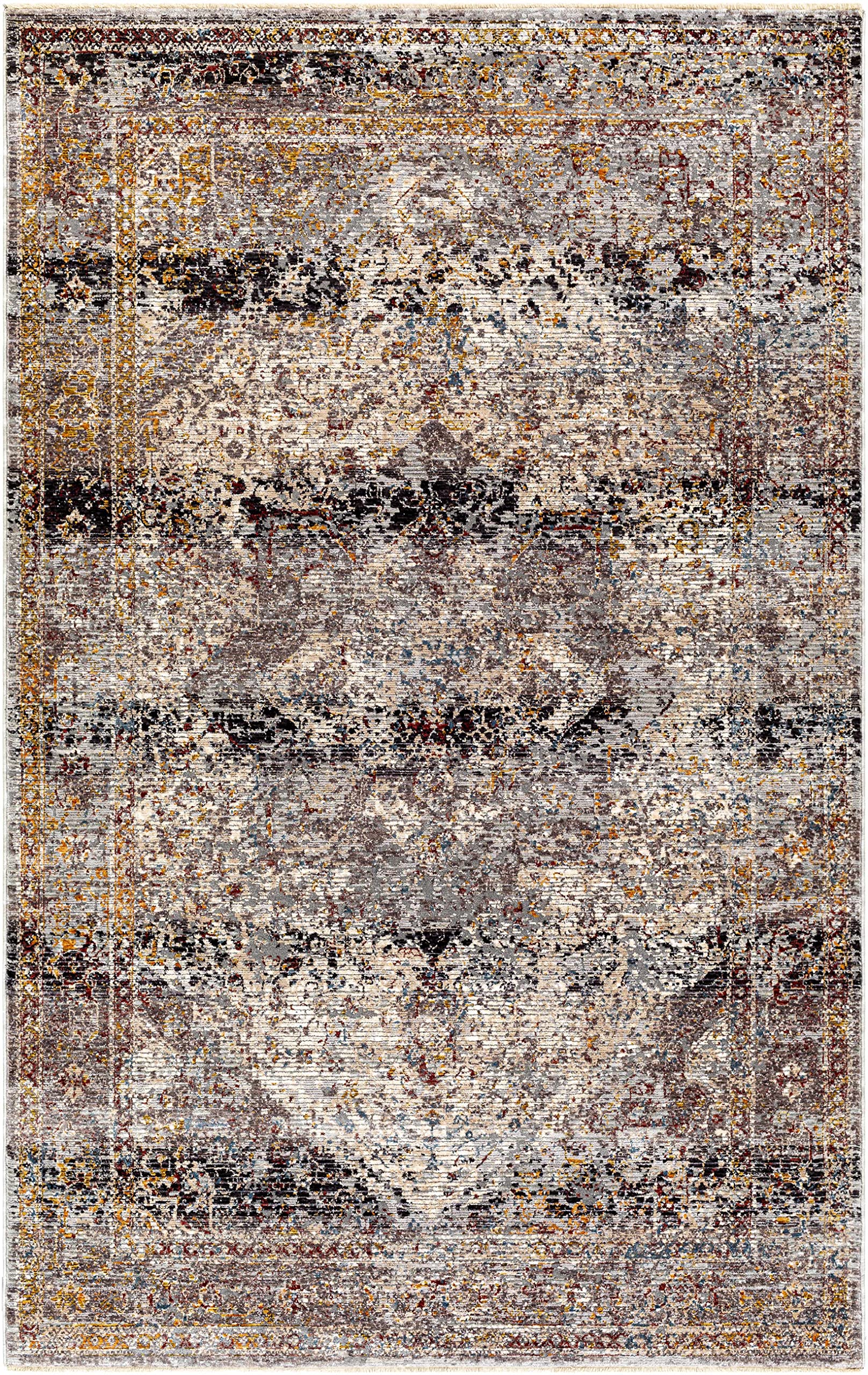 Hauteloom Kaynakkaya Traditional Handmade Wool Area Rug - Charcoal Black Dark Red - 8'10