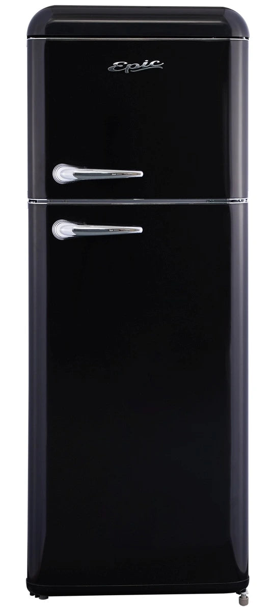 Epic 7.5 cu.ft. Black Retro Top Mount Refrigerator - ERR82BL - Vintage Style Energy Efficient Fridge for Kitchen, Basement, or Office - Perfect for Small Spaces & Home Decor