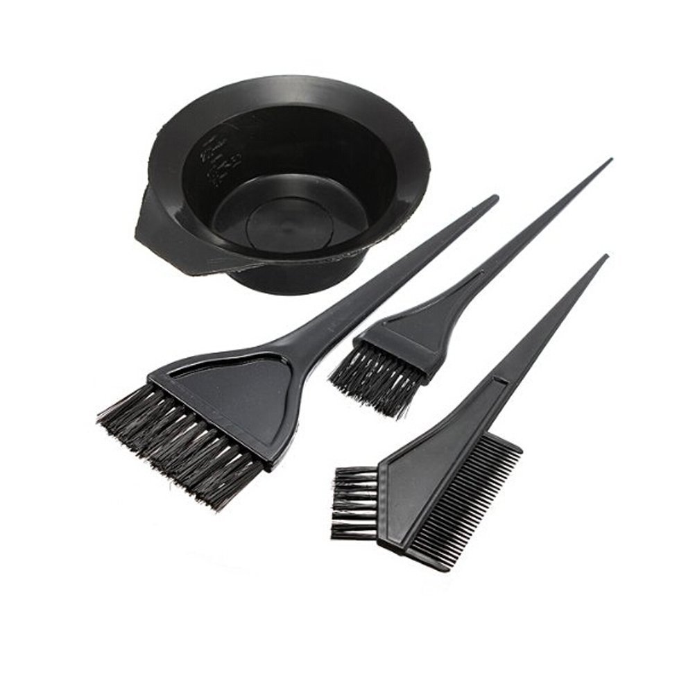 Professional Hair Color Dye Bowl Comb Brushes Kit Set - 4 Piece Salon Styling Tools for At-Home Hair Coloring & Styling - Perfect for DIY Hair Treatments, Highlights, and Root Touch Ups