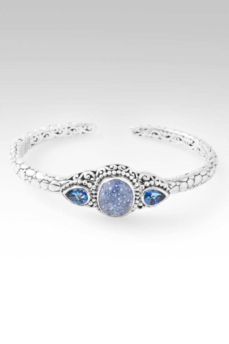 Graceful Presence Cuff™ Bracelet - Blue Sponge Coral & Sheer Luck™ Mystic Topaz Jewelry for Women | Elegant Gift for Birthday, Anniversary & Special Occasions
