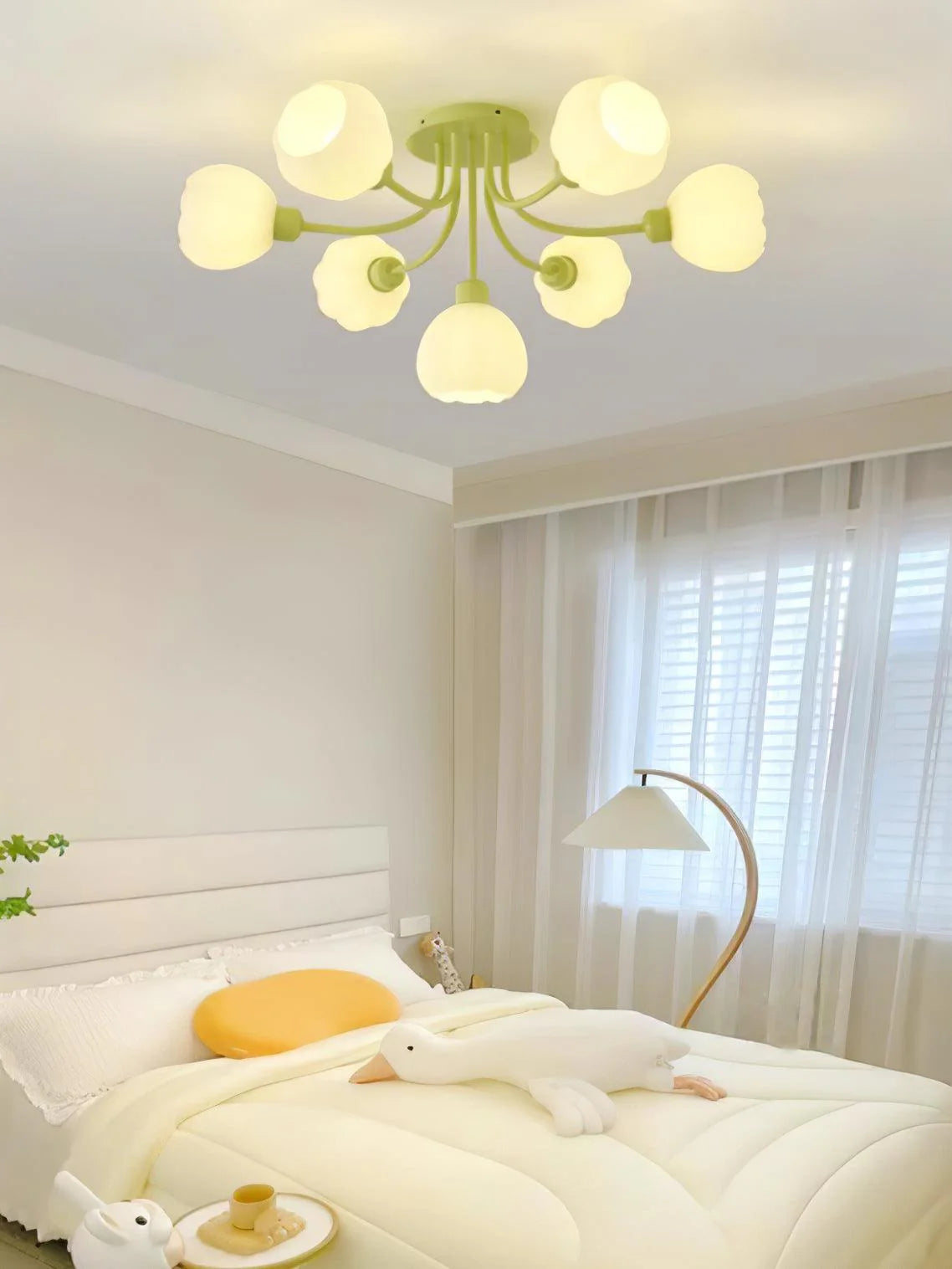 Pumpkin Matcha Ceiling Light - Modern LED Hanging Fixture for Bedroom, Living Room & Kitchen | Dimmable Soft Lighting for Cozy Home Decor