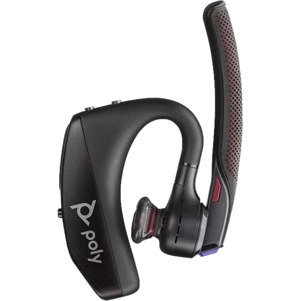 Poly Voyager 5200 UC Bluetooth Headset (7K2F3AA) with Premium Bundle - Includes Goby Labs Headphone Cleaner, Microfiber Cloth, 3-Size Ear Tips, Charging Case & USB Cable | Noise Cancelling Wireless Headphones for Office, Remote Work & Video Conferencing
