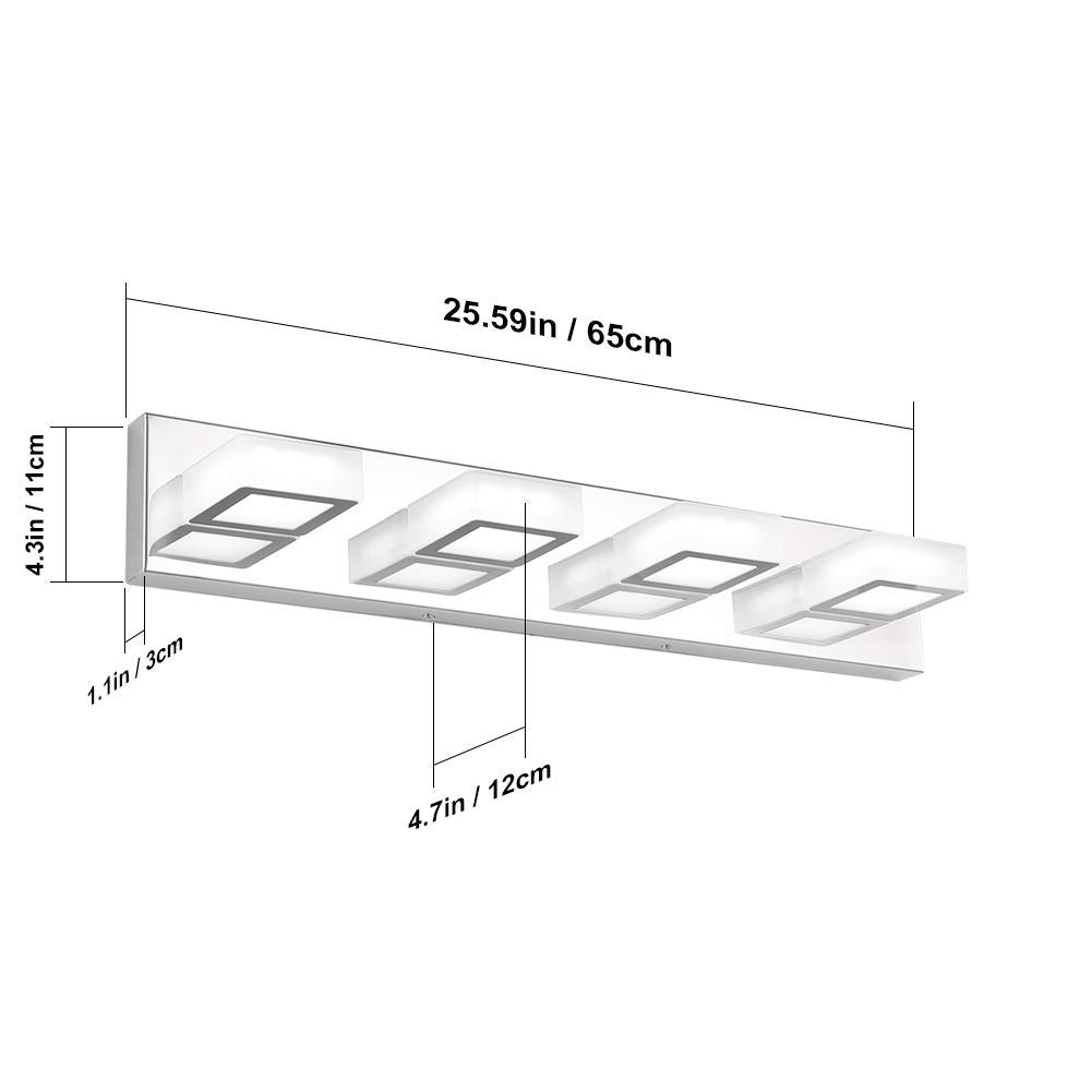 Ralbay 24W LED Bathroom Vanity Light Fixture - Modern Acrylic Vanity Lighting for Bathroom Mirror - Perfect for Home, Hotel, Spa & Salon Vanity Makeup Area