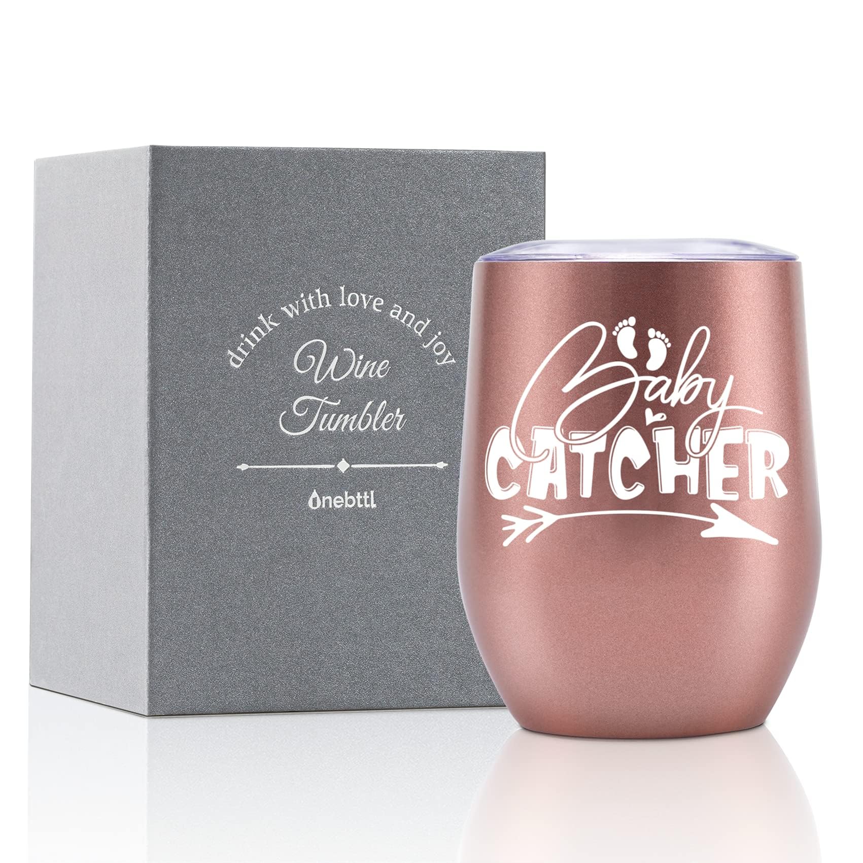 Onebttl 12oz Vacuum Insulated Rose Gold Tumbler - Perfect Midwife Gift for Women, OBGYN Doula Present for Doctors & Nurses, Thoughtful Coworker Appreciation Gift - Ideal for Hospitals, Clinics & Office Use