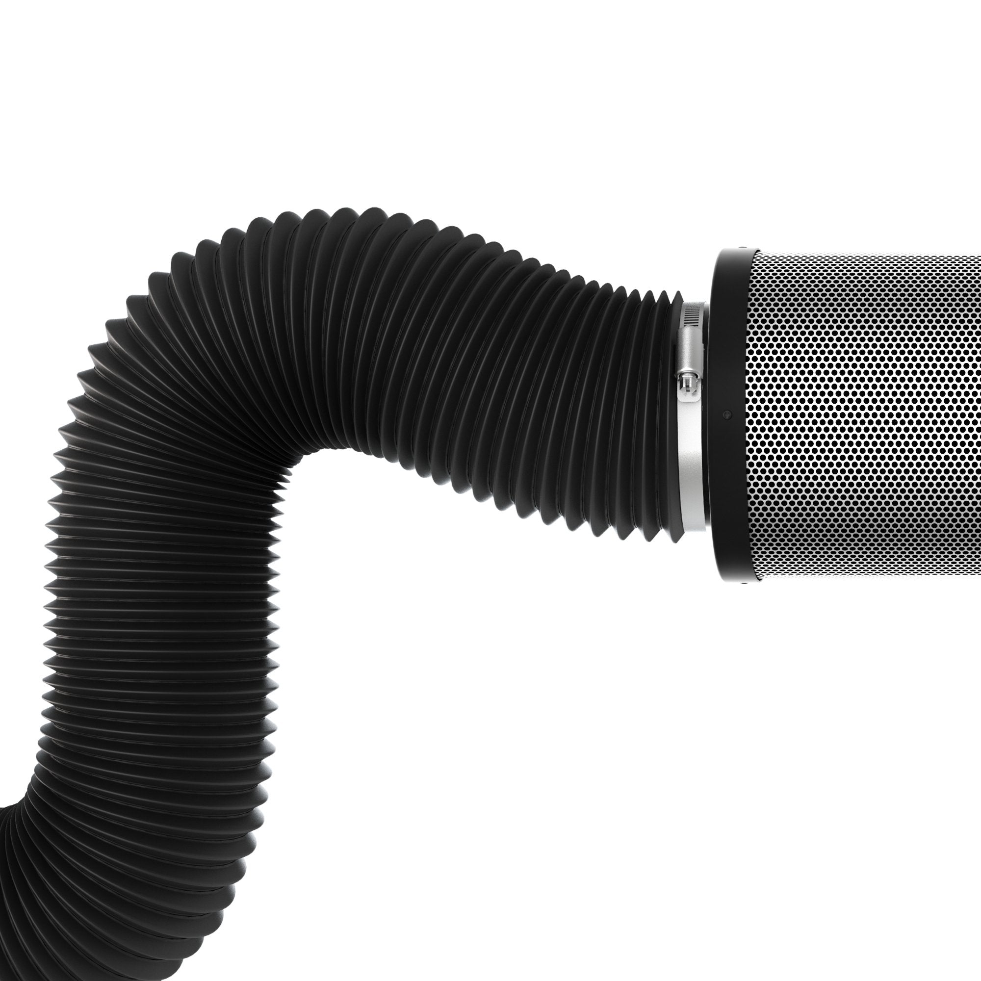 TerraBloom 4 Inch Air Duct - 8 FT Long Flexible Black HVAC Ducting with 2 Stainless Steel Clamps | for Grow Tents, Hydroponics & Ventilation Systems