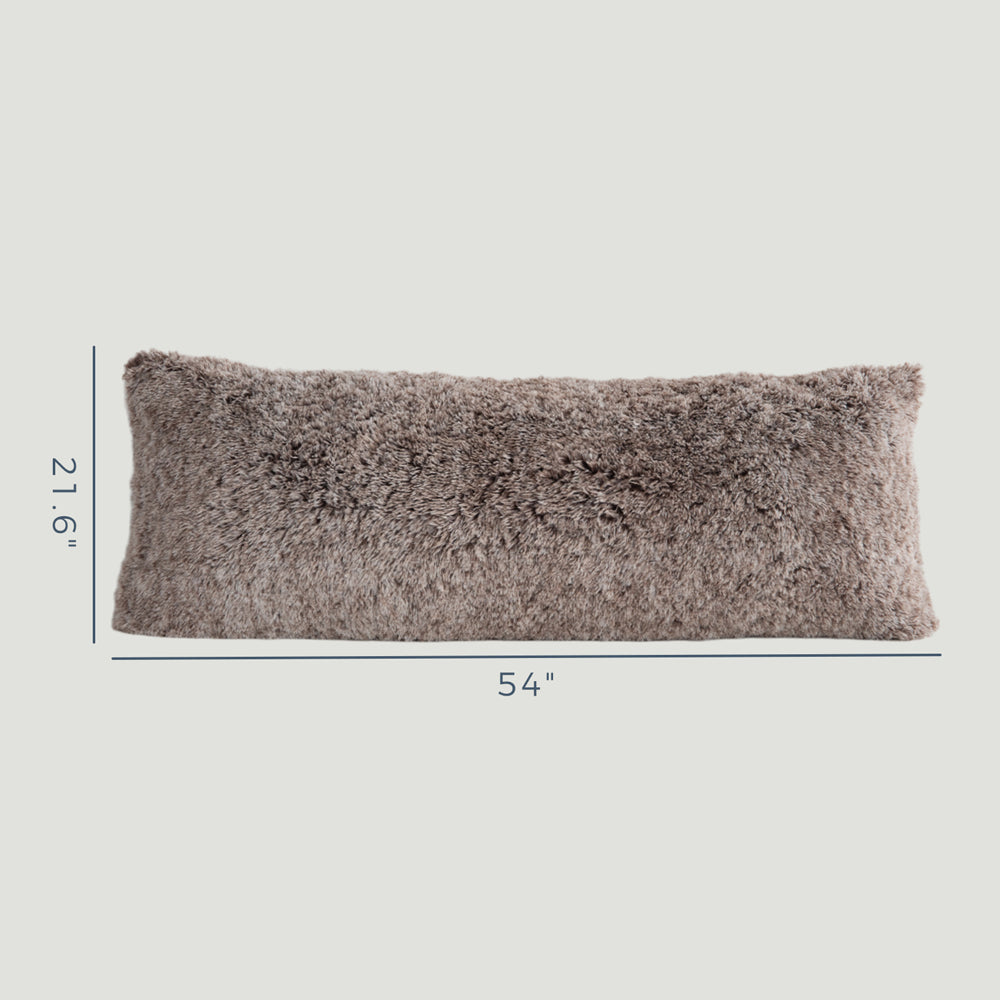 MAXYOYO Ultra Luxury Faux Fur Body Pillow with Memory Foam - 20x54 Inch Coffee Brown - Soft Hugging Pillow for Adults, Washable Cover - Perfect for Sleeping, Lounging & Pregnancy Support