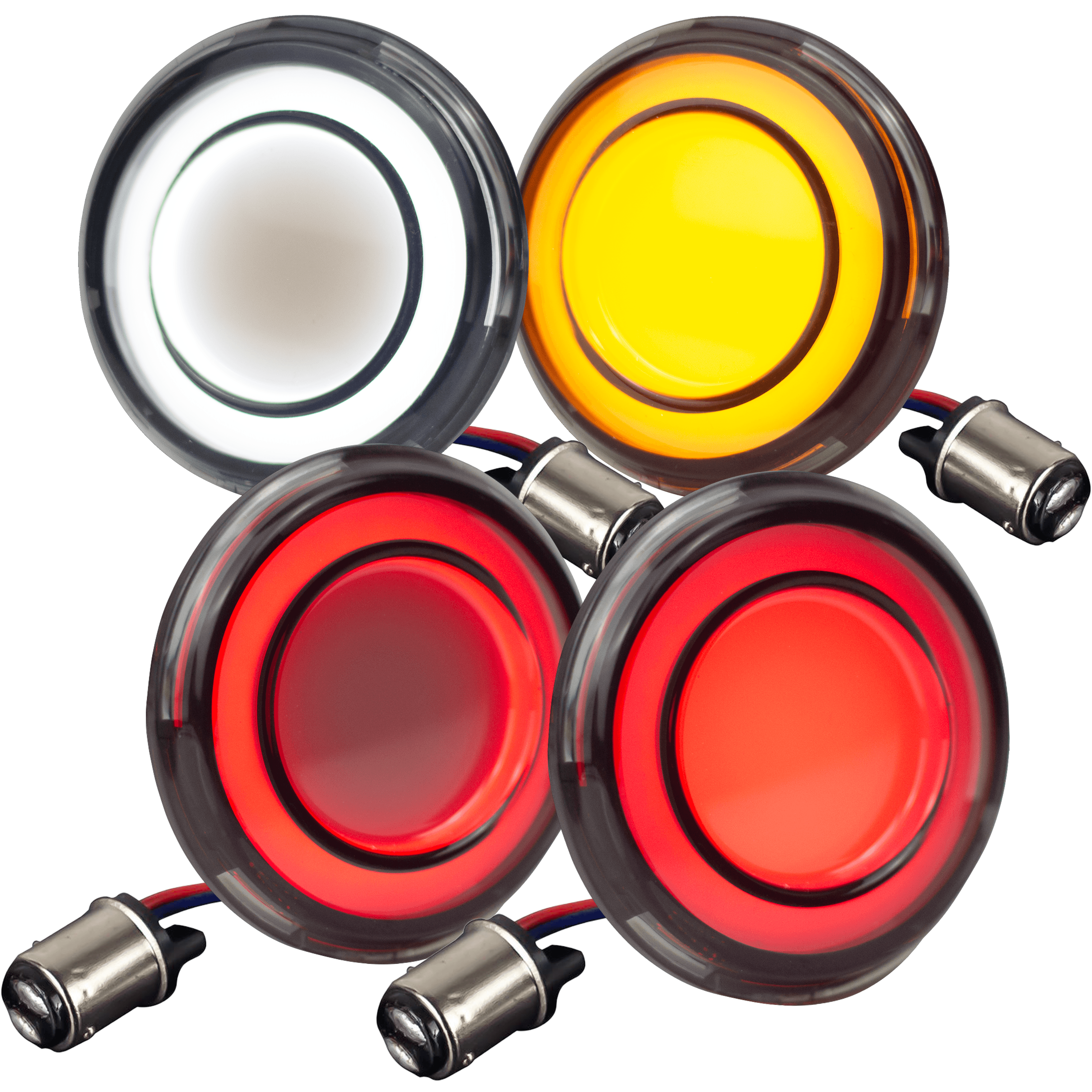 Eagle Lights HALOS 2 LED Turn Signals for Harley Davidson Motorcycles - Front & Rear (1157) - High Visibility Day & Night Riding Safety Lights