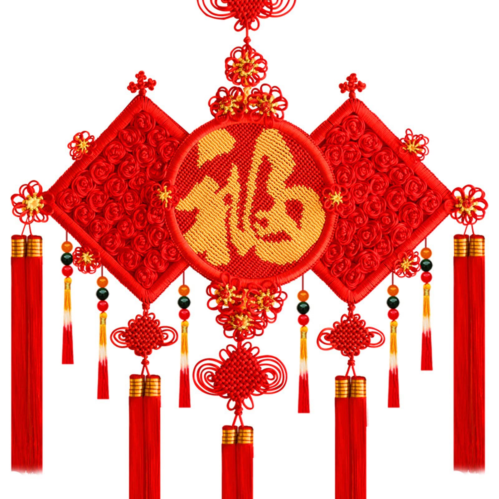 Chinese Knot Pendant Wall Decor - Traditional Red Knot Wall Hanging for Living Room Background | Feng Shui Home Decoration | Chinese New Year Gifts & Spring Festival Ornaments - Perfect for Holiday Decor, Wedding Decorations & Cultural Home Styling