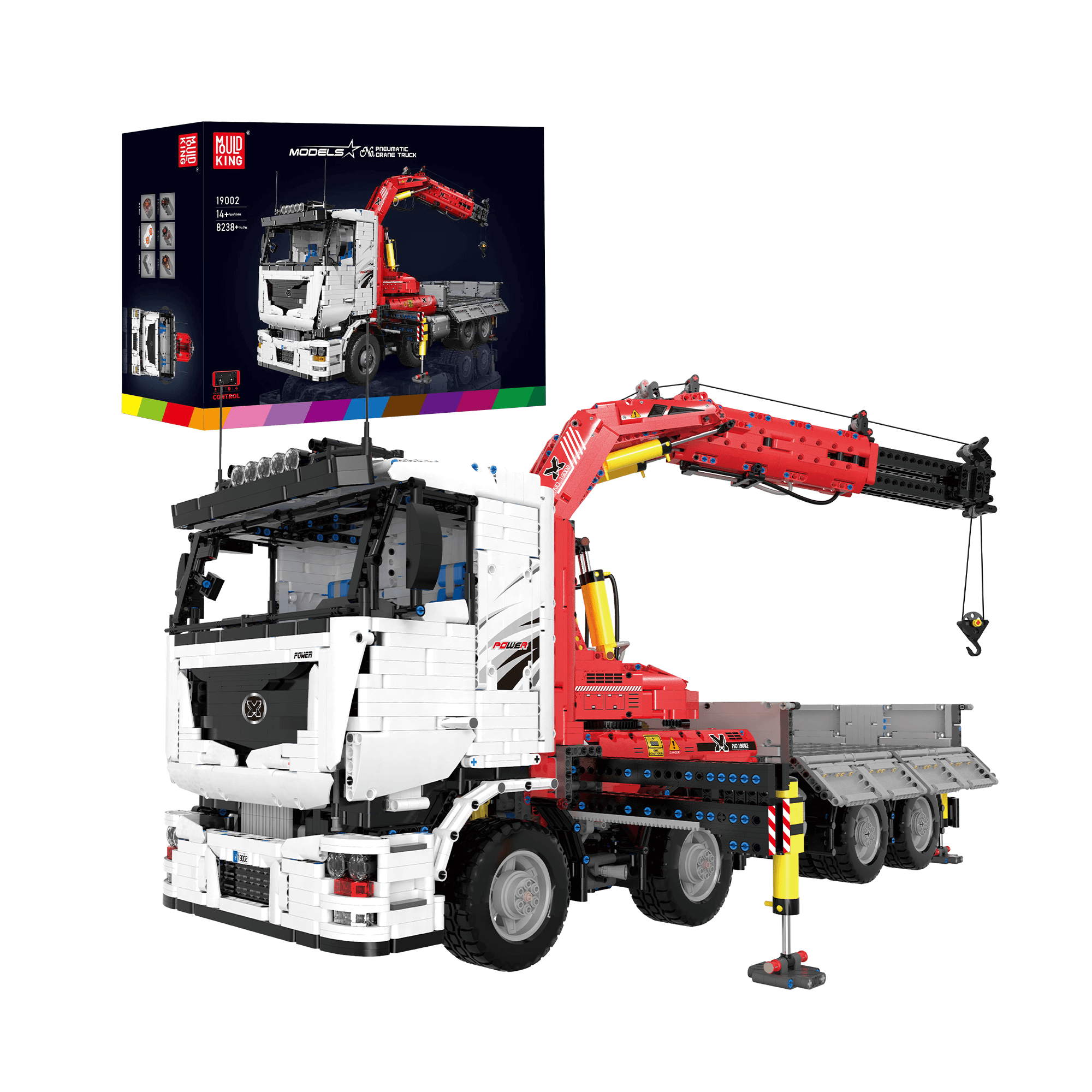 MOULD KING 19002 Remote Control Pneumatic Crane Truck Building Blocks Set - 8,238 PCS STEM Construction Toy for Adults & Kids | DIY Engineering Model Kit for Birthday Gifts & Home Decoration