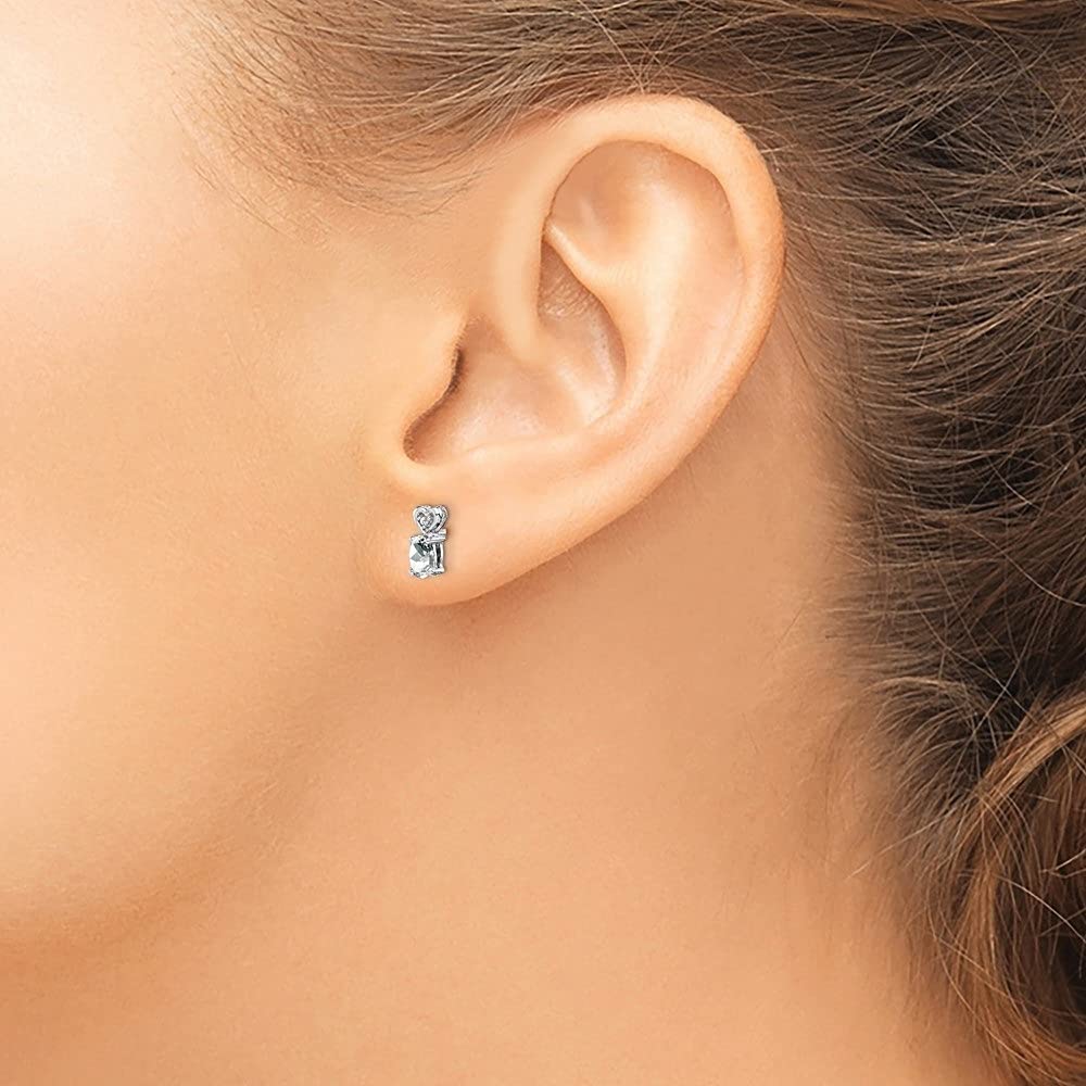 Sterling Silver Rhodium-Plated Gemstone and Diamond Stud Earrings for Women | Elegant Fine Jewelry Gift for Birthday, Anniversary & Special Occasions