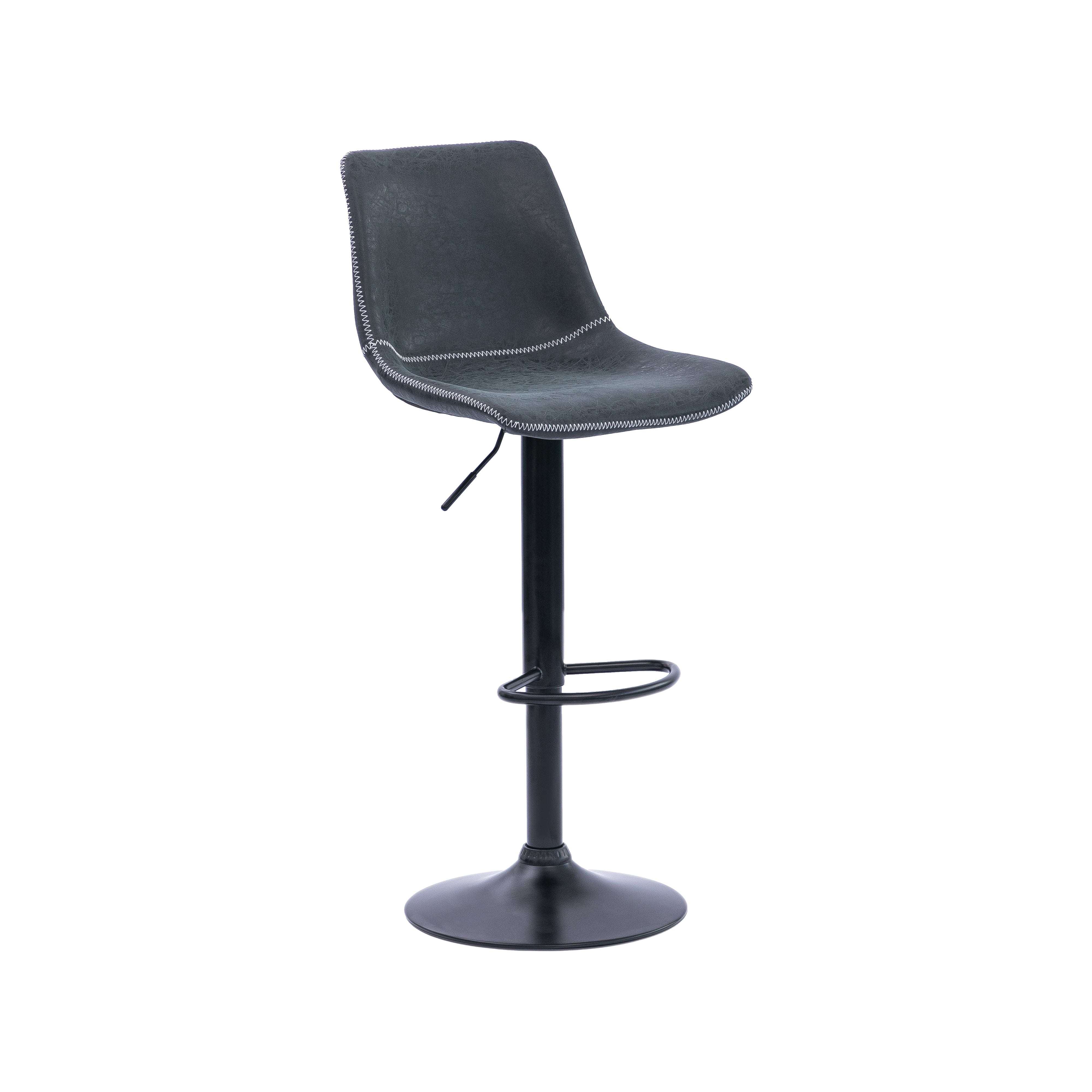 Urban Style Gary Bar Stools - Set of 2 Black PU Seat Gas Lift Height Adjustable Metal Barstools for Kitchen Island, Home Bar & Breakfast Nook