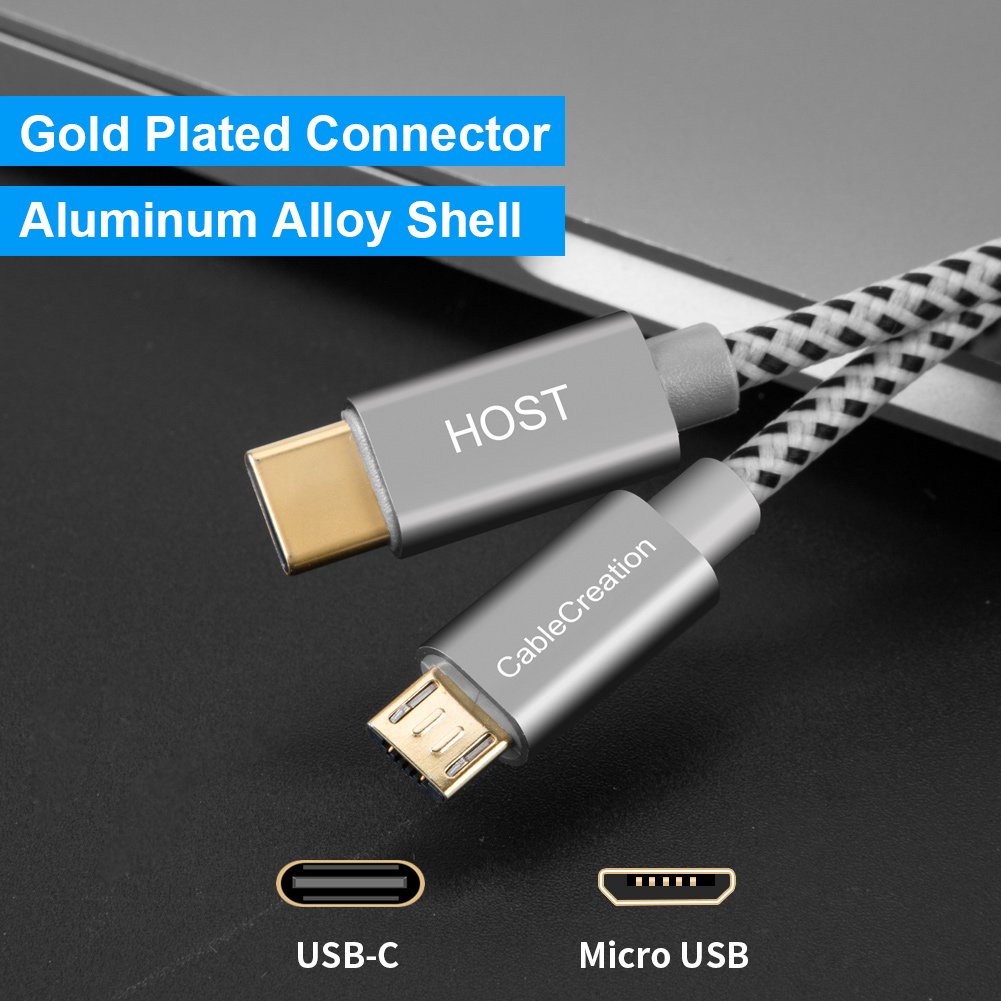 CableCreation Micro USB to USB C Cable 3.3 FT & Micro USB to Micro USB OTG Cable 8 inch - Fast Charging & Data Sync for Android Phones, Tablets, Cameras - Perfect for Home, Office & Travel Use