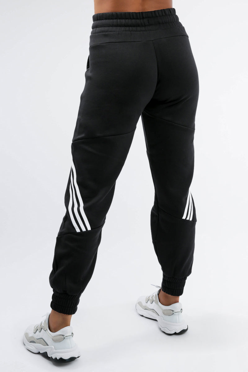 Adidas Women's Small Stylerunner Sweatpants - Black/White with Drawstring Closure | Athletic Joggers for Running, Yoga & Casual Wear