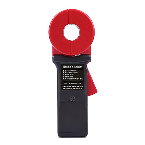 2100+ Digital Clamp On Ground Resistance Tester 0.01 to 1200Ω - High Precision Clamp Meter with Data Storage & Alarm Function - Ideal for Electricians, HVAC Technicians, and Industrial Maintenance (Black)