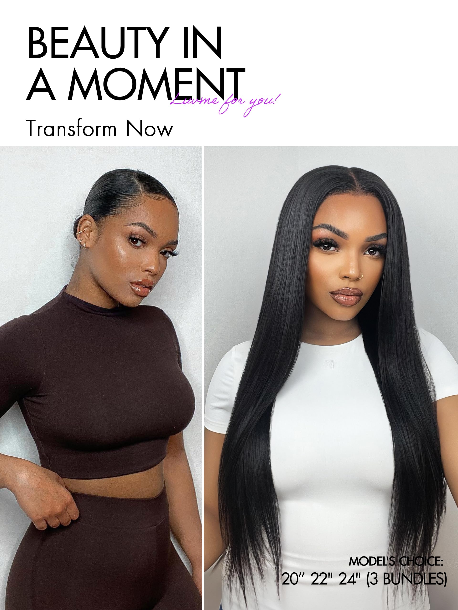 12A Straight Hair 3 Bundles - 100% Unprocessed Brazilian Virgin Human Hair Weave (18/20/22 Inch) for Natural Look & Styling - Perfect for Daily Wear, Parties & Special Occasions