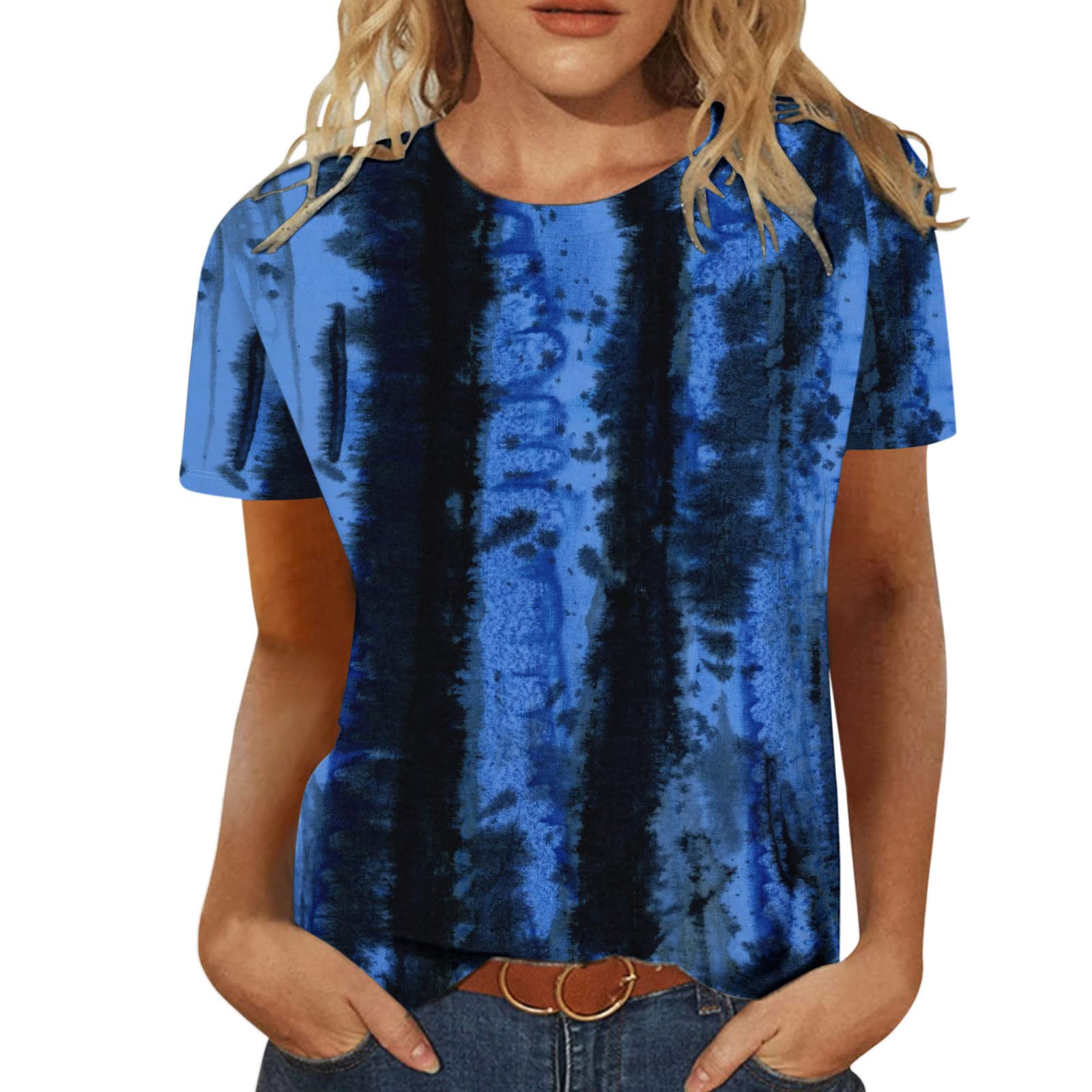 Women's Floral Print Crewneck T-Shirt & Workout Tank Top Set - Casual Summer/Fall Blouses & Tunic Tops for Gym, Office & Everyday Wear
