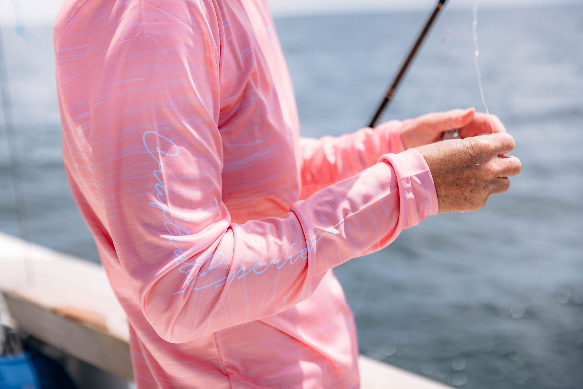 Women's Quick-Dry UPF 50+ Fishing Shirt - Coral Swell Print, Lightweight & Breathable for Outdoor Activities, Hiking, and Beach Wear