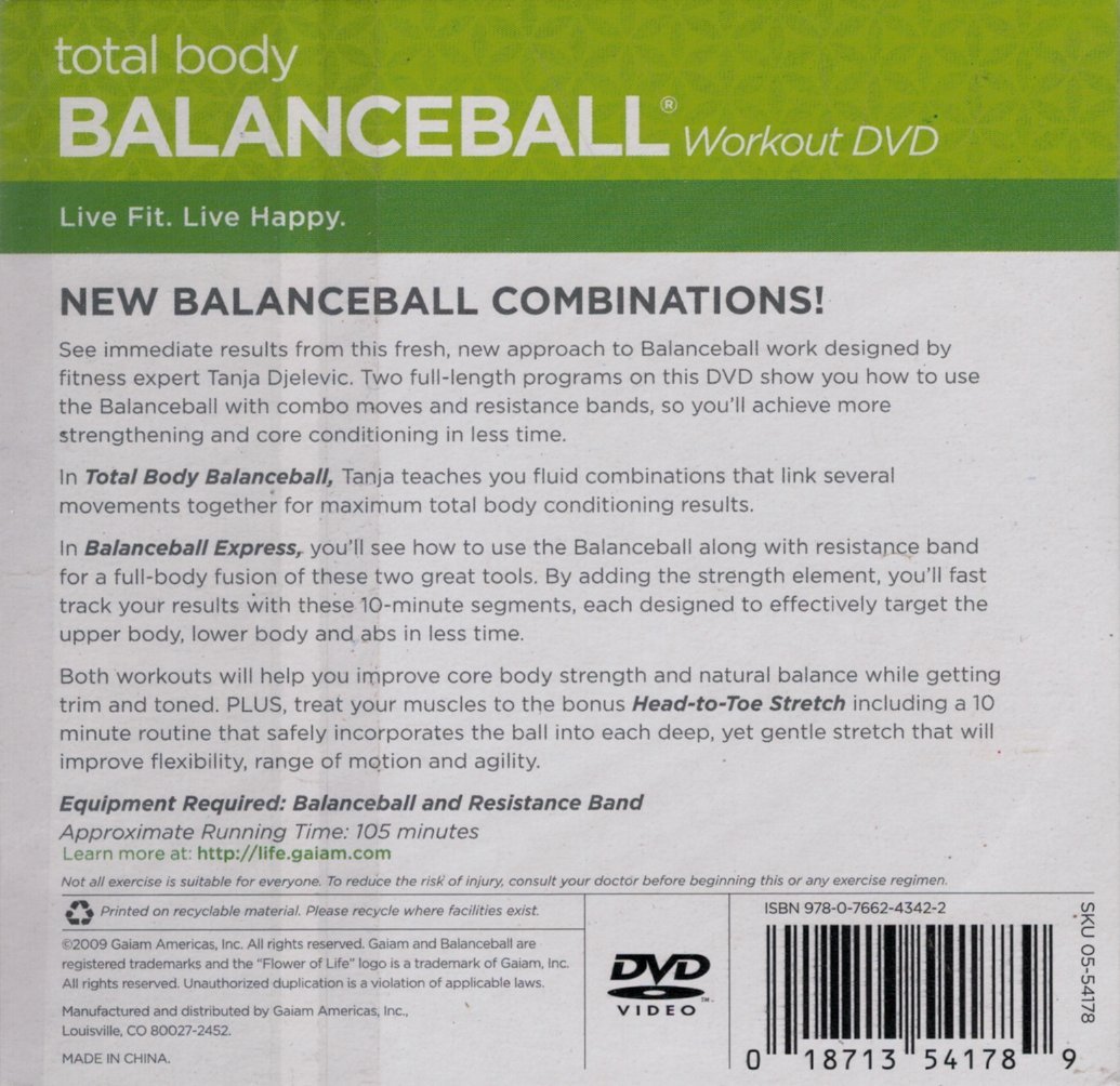 Gaiam Total Body Balance Ball Workout DVD with Tanja Djelevic - Core Strength & Stability Exercises for Home Fitness, Yoga & Pilates