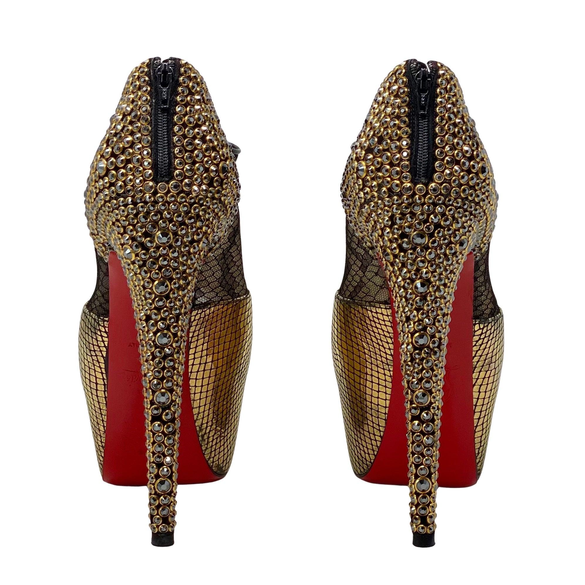 Christian Louboutin Gold Aeronotoc Booties Size 38 - Women's Luxury Ankle Boots for Party, Night Out & Special Occasions