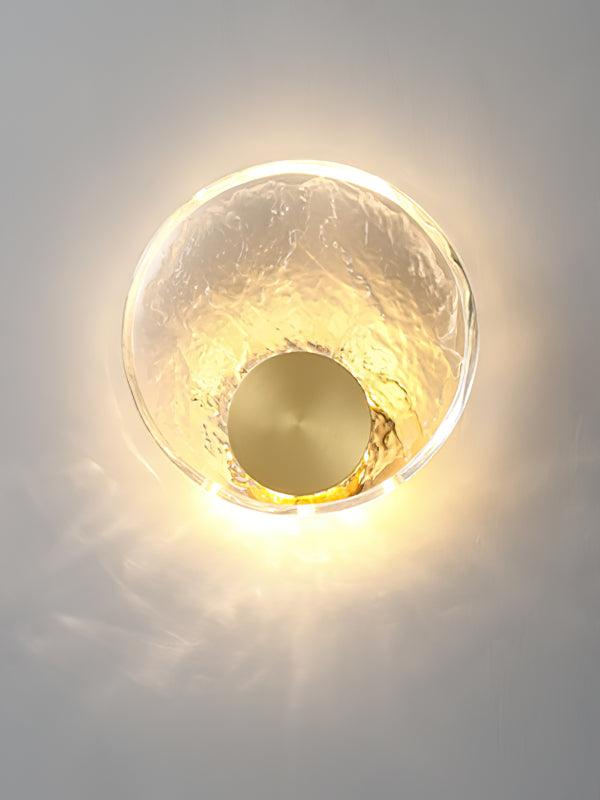 Vintage Brass Round Glass Wall Light Fixture - Elegant Sconce for Living Room, Bedroom, or Hallway Lighting