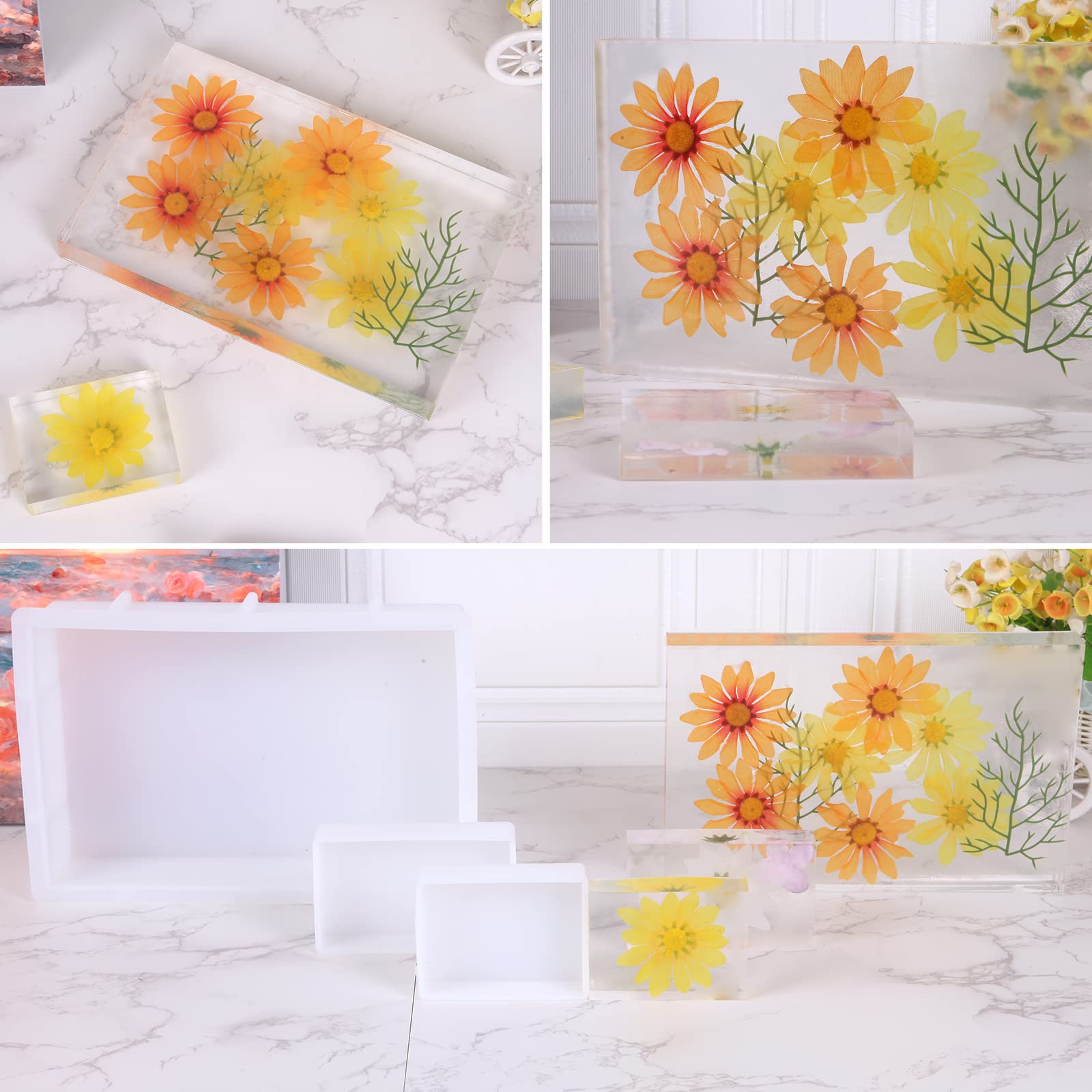 3-Piece Large Rectangular Silicone Molds for Resin Casting - 9.6
