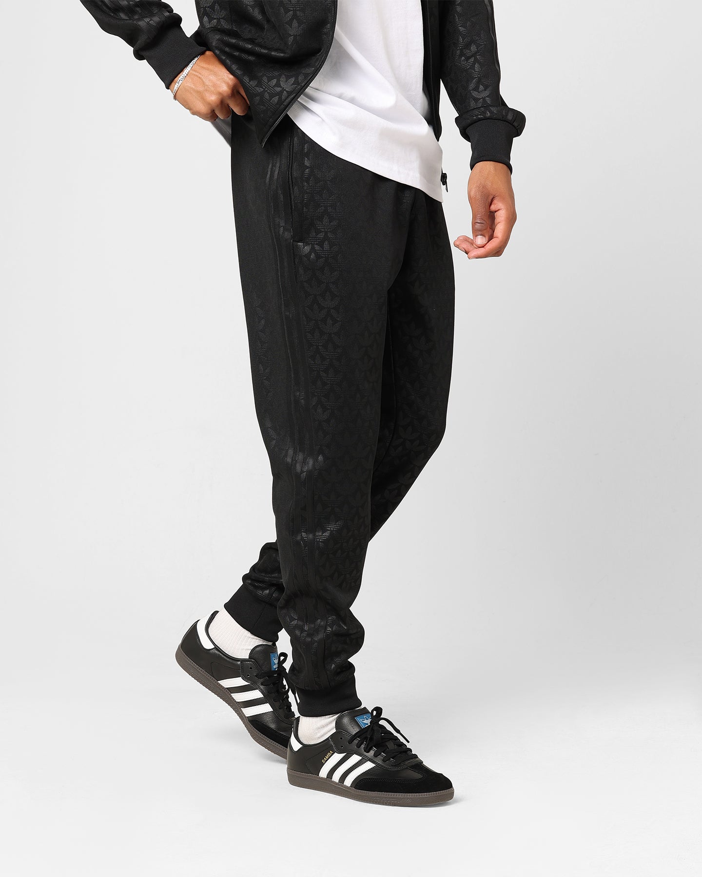 Adidas Adicolor Monogram Straight Track Pants for Men - Black Athletic Joggers for Running, Gym & Casual Wear