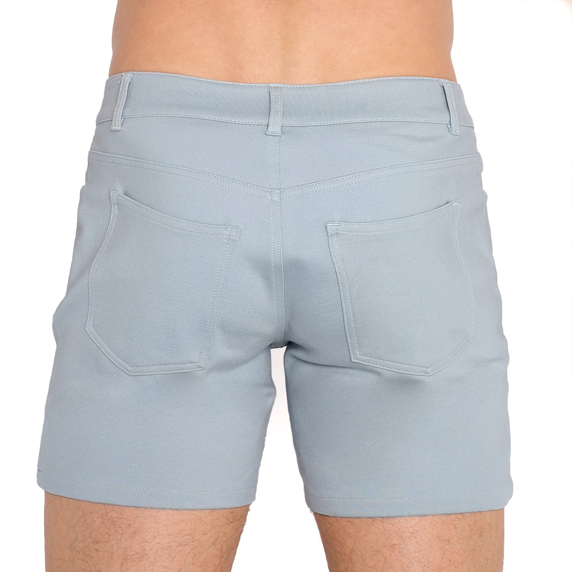 Blue Slate Logo Knit Stretch Shorts for Men - Comfortable Casual Wear for Gym, Running & Everyday Outfits