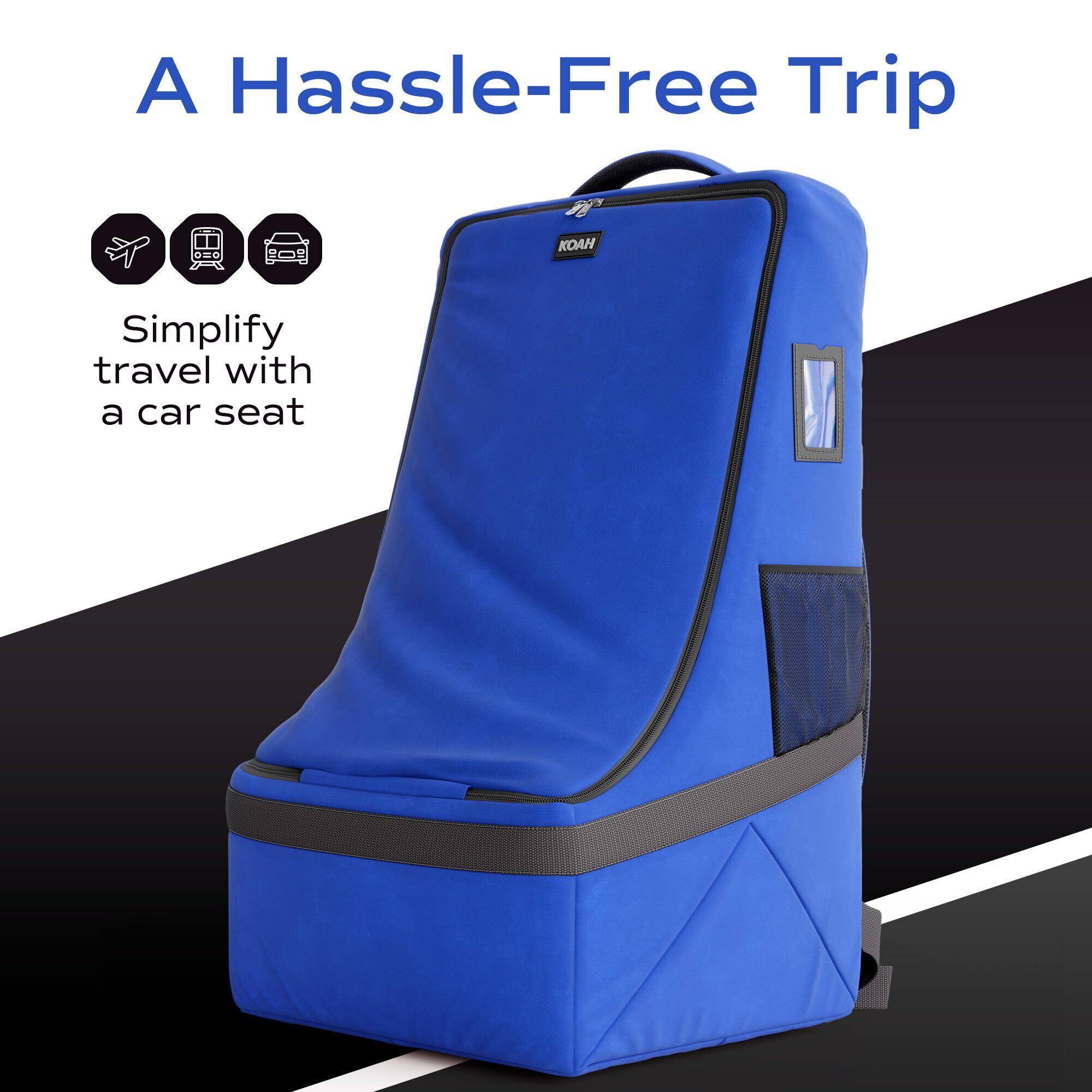 Koah Padded Car Seat Travel Backpack for Airplane & Air Travel - Durable Gate Check Bag with Padded Shoulder Strap - Perfect for Family Vacations & Airport Security
