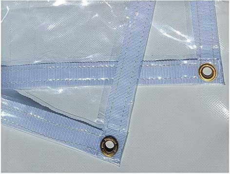 Fire Retardant Clear PVC Vinyl Tarp - 8' x 18' See-Through Waterproof Cover for Construction, Greenhouse & Outdoor Protection